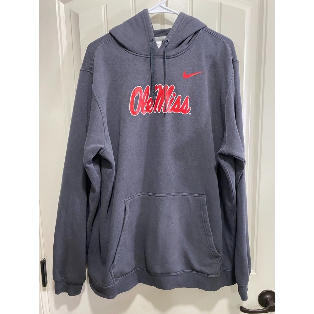 Nike Ole Miss Rebels Hoodie Mens XL Grey Pullover Club Fleece Pocket Sports